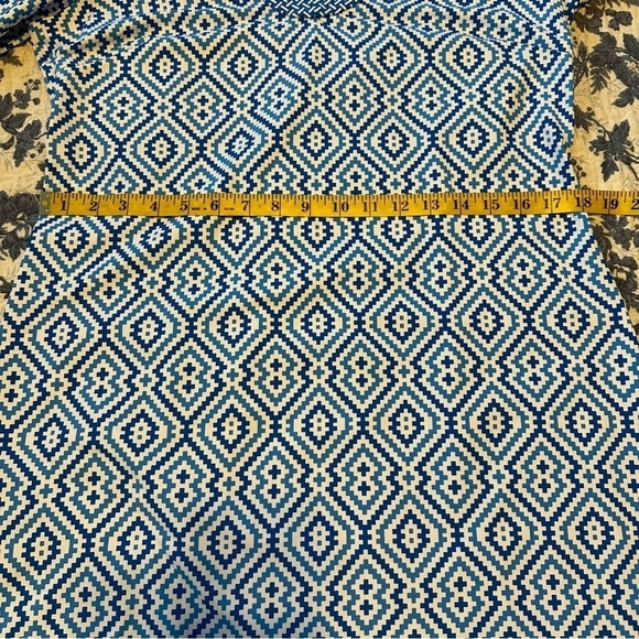 J. McLaughlin Dress Catalina Nylon Cloth Aztec Blue & White Beachy Coastal Sz L - Picture 13 of 14